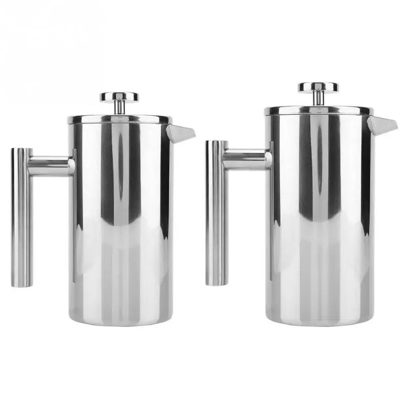 

Stainless steel 304 double layer french presses coffee pot with Filter Baskets 1000ml large capacity Manual cafes maker