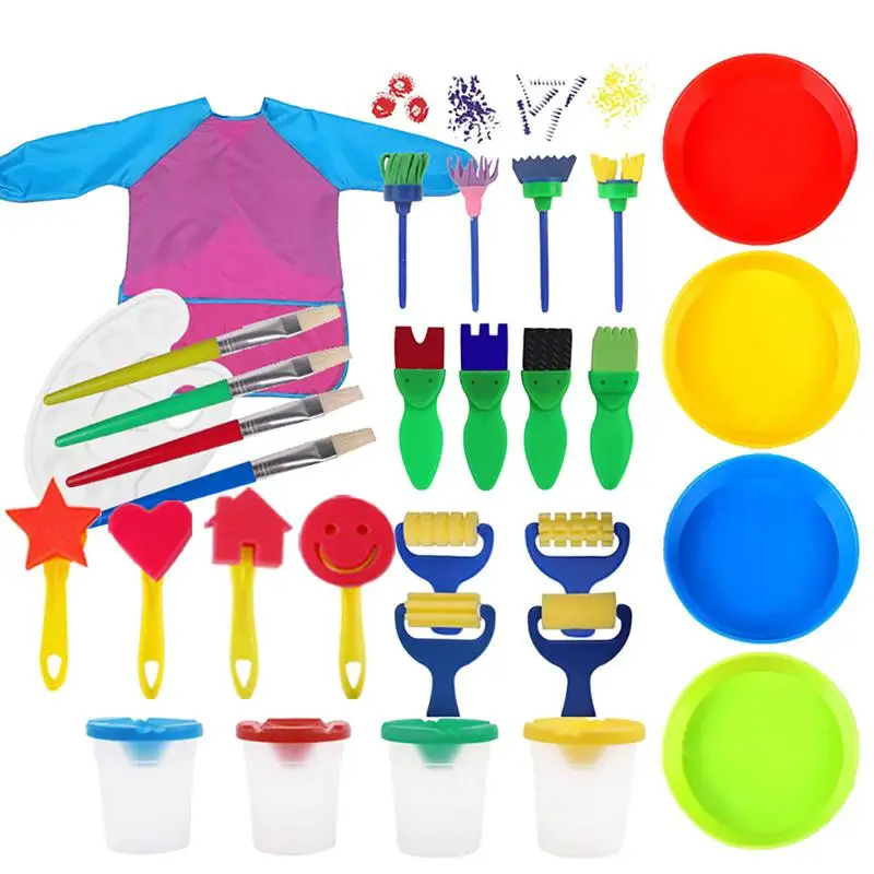 

Children 30 Pieces Creative Brush Multi-function Painting Tools Kindergarten Art Textbook Set Funny Drawing Toy For Children