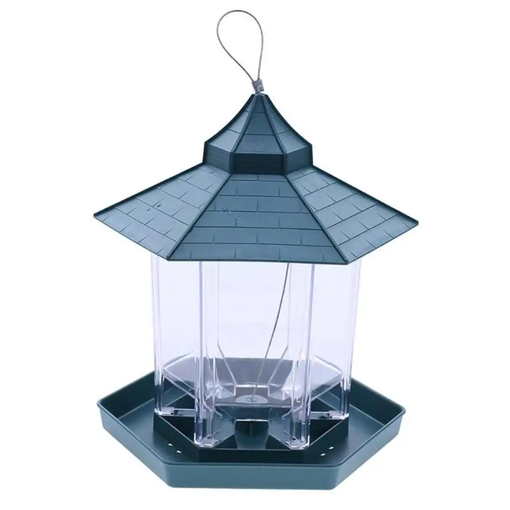 

Adeeing Green Pavilion Bird Feeder Outdoor Hanging Food Container Garden Decoration Pet Enclosure Cage Cup