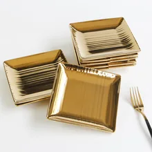 Золотой Европейский роскошный четыре квадратных керамики тарелка вертикальное Зерно Закуски Блюдо высокий отель Archives клуб посуда