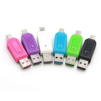 

10pcs/lot 2 in 1 USB OTG Card Reader Micro USB OTG TF/SD Card Reader Phone Extension Headers Micro USB OTG Adapter