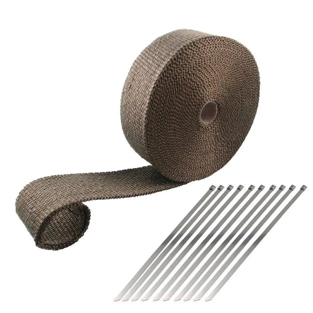 

10m Heat Insulating Wrap Tape Heat Exhaust Pipe Resistant Fireproof Insulating Cloth 3m Steel Strips for Motorcycle Exhaust Pipe