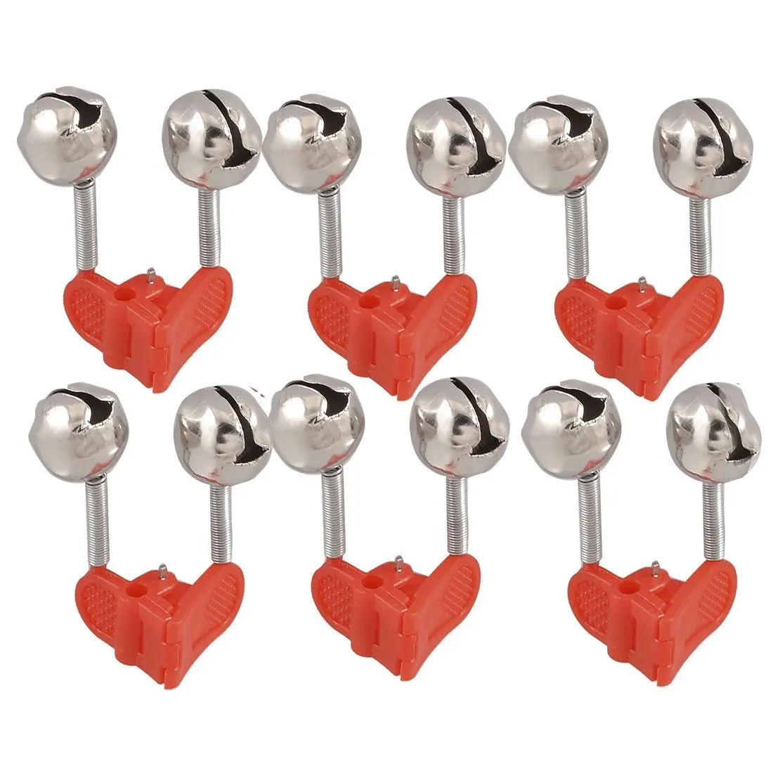 

Red Plastic Clip Double Rod Bite Alarm Fishing Bells 6 Pcs