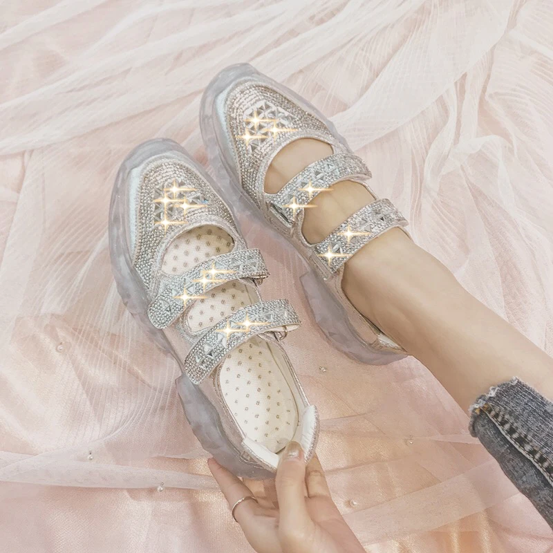 

Torisky Female Glitter Crystal Sandal Summer Women Sandal Transparent Thick Heel Platform Women Shoes Rhinestone Sneakers