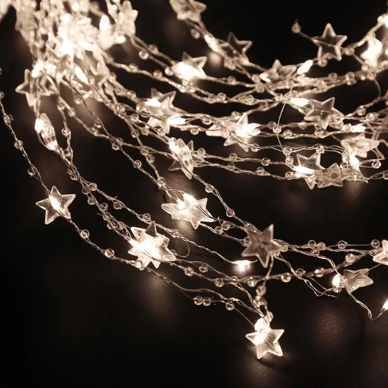 Наружная Водонепроницаемая гирлянда с пентаграммой 18 шт. 360LED 2 м 2В серебряная