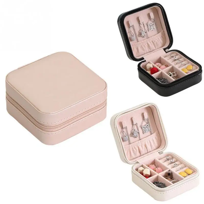 

2019 NEW Necklaces Display Organizer Women Zipper Case Earring Ring PU Portable Bracelet Travel Jewelry Storage Box #1229