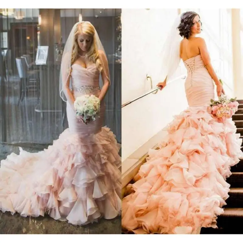 ruffle fishtail wedding dress