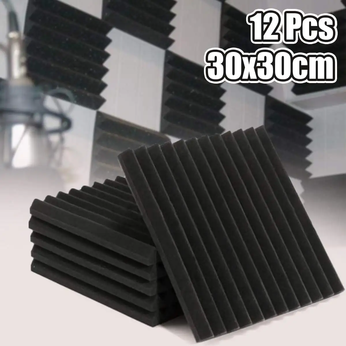 

12Pcs Acoustic Wedges Studio Soundproofing Foam Panels Sound Treatment Wall Tiles Room Absorption Noise Sponge Foam 30x30x2.5cm