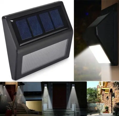 Waterproof 6 Led Solar Powered Wall Lamp Outdoor Garden Pathway