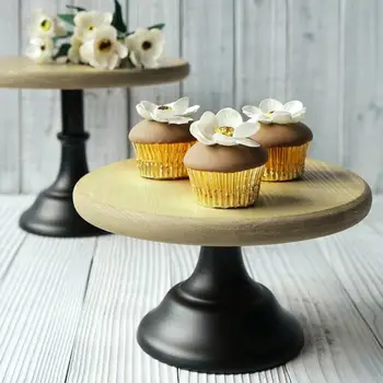 

Wooden Cake Dessert Display Stand CupcakeTurntable Wedding Photography Props Wood Cake Rack Retro Snack Tray