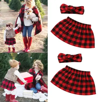 

Xmas Newborn Infant Baby Girls Plaid Skirts Outfits Set Clothes Red Cdy
