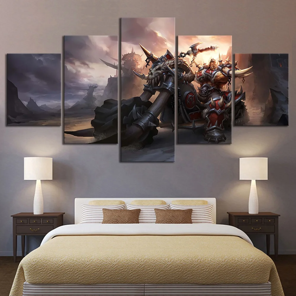5 Piece Video Game WOW Warcraft DOTA 2 Painting Poster Decorative Mural Art Room Wall Decor Canvas