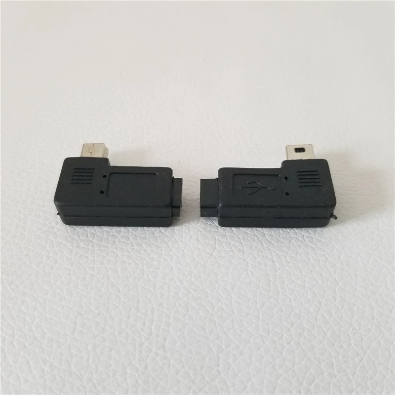 Мини USB штекер к Micro 5Pin гнездо 90 градусов левый фоторазъем черный|Компьютерные