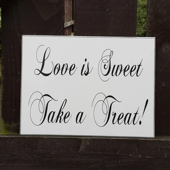 

Wedding Signs, Love Is Sweet Take a Treat, Handmade White Plaque,Candy Buffet Sign,Wedding Signage,Custom Wood Sign