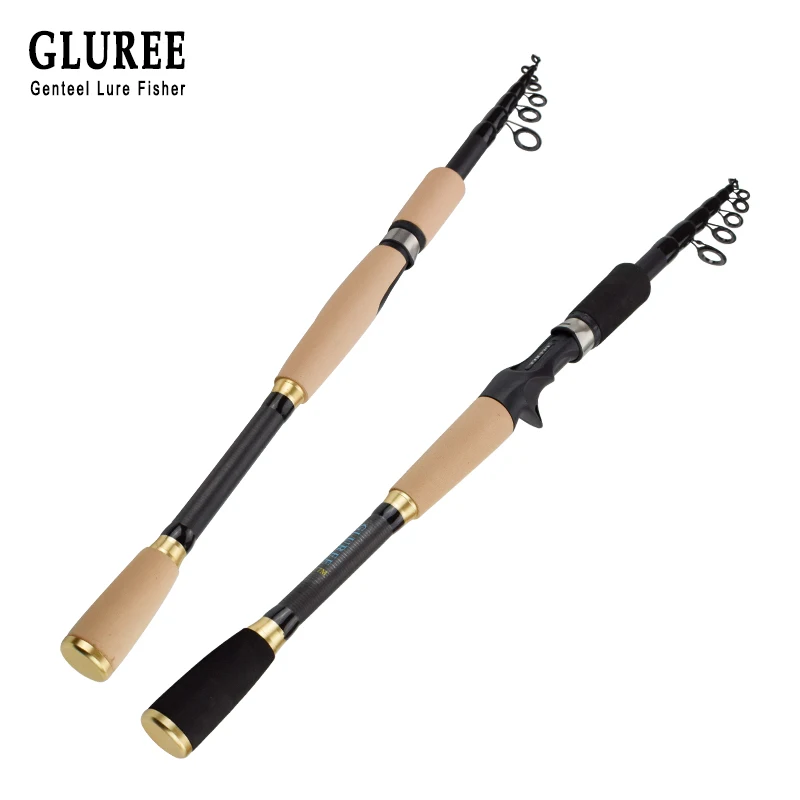 

GLUREE 46T Carbon Fiber Lure Fishing Rod Portable Telescopic Spinning Fishing Hand Pole Casting Rod Tackle 1.8M 2.1M 2.4M 2.7M
