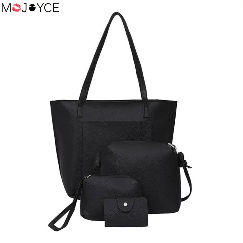 

4pcs/set Shoulder Bag Women Crossbody Bags Totes Phone Purse PU Phone Clutch Leather Handbags Card holder Bolsa Feminina