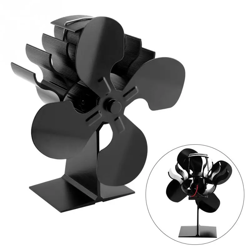 

4 Blades Heat Powered Stove Fan Log Wood Burner Ecofan Quiet Black Home Fireplace Fan Efficient Heat Distribution #25