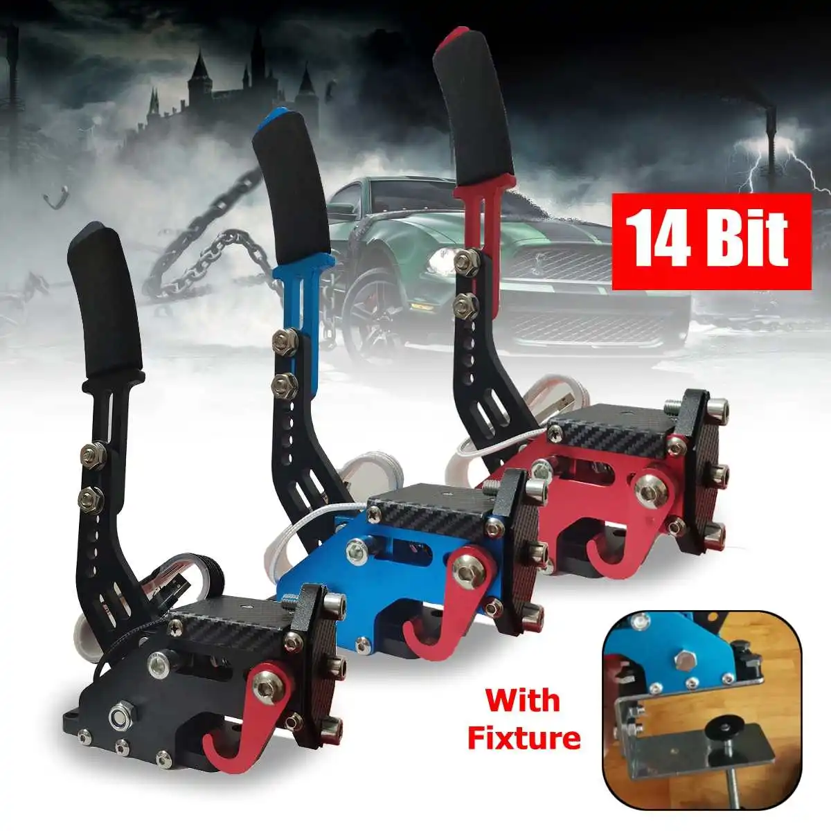 

New USB Handbrake SIM 14Bit W/Clamp for Racing Games G25/27/29 T500 FANATECOSW DIRT With fixture