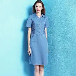 Вечерние платья женское джинсовое платье 2019 Лето Новое поступление мода slim выдалбливают химический повторяющийся кружевное платье Лето
