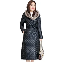 Новинка, роскошное пальто из искусственного меха, элегантная кожаная зимняя куртка с капюшоном, женская верхняя одежда, Casaco Feminino, пальто размера плюс, 5xl, 4xl, 3xl