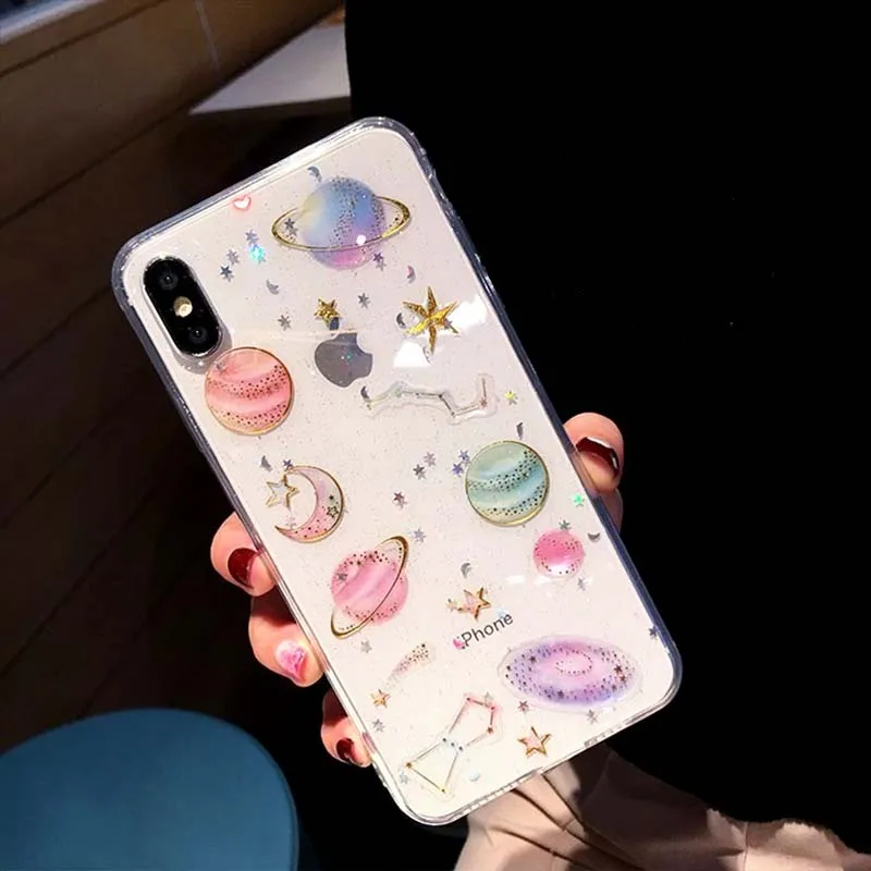 Прозрачный блестящий чехол LOVECOM для телефона iPhone 12 Mini 11 Pro Max XR XS 7 8 Plus X SE 2 мягкая