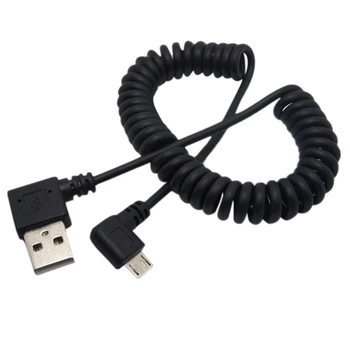 

USB 90 Degree A Male Micro-USB charging data cable bend left retractable spring line for Samsung phones oppo huawei xiaomi Mob