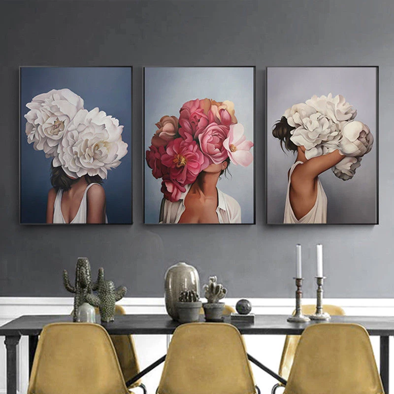 

Postmodern Nordic Style Girl And Flower Wall Art Canvas Painting Posters And Prints Home Decor Wall Pictures