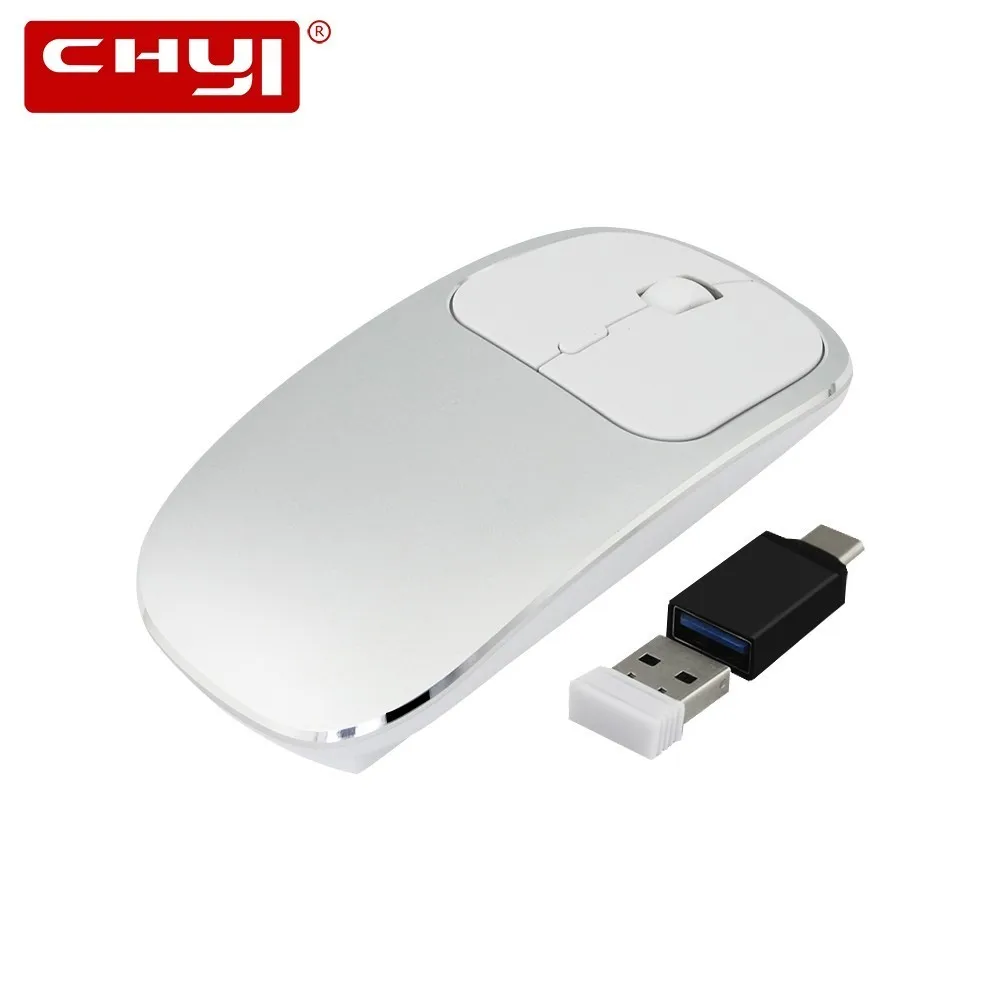 

CHYI Wireless Silent Mouse Rechargeable Ultra Thin Aluminum Alloy Computer PC Slim Mute Gamer Mause Optical Mice For Laptop Game