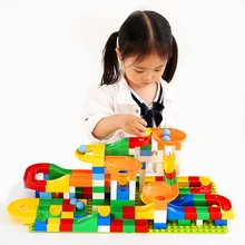 

176 PCS Marble Race Run Maze Ball Track Building Blocks Plastic Funnel Slide Big Size Bricks Compatible Legoingly Duplo Block