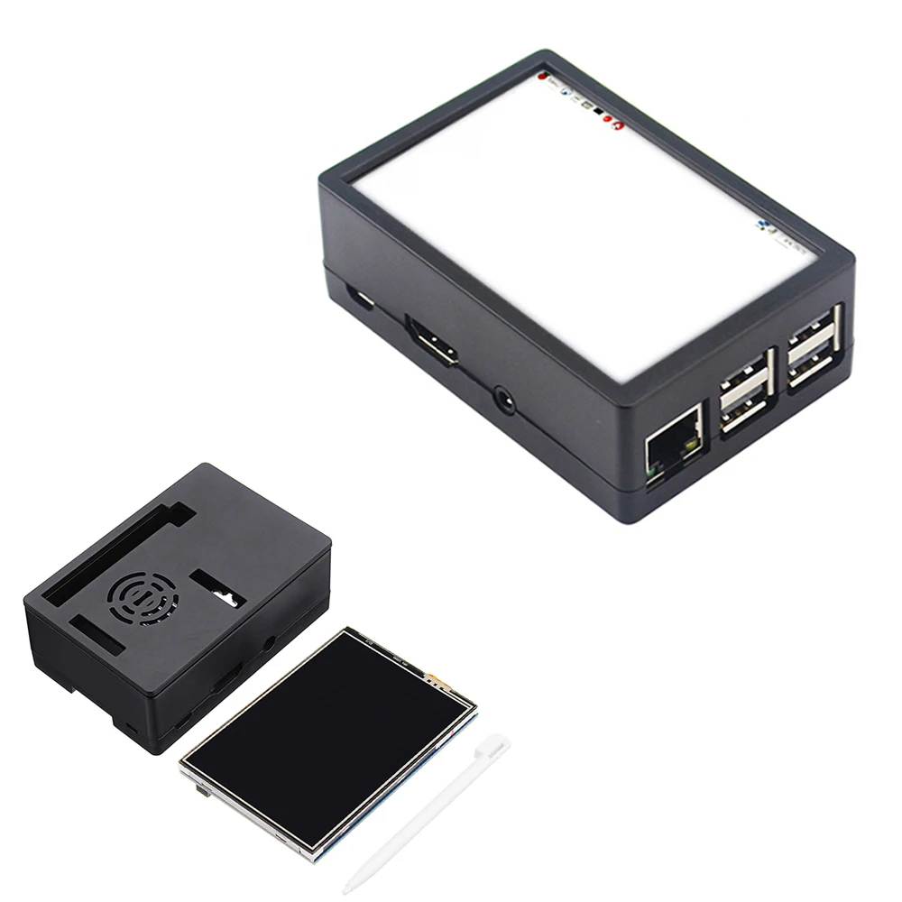

Black Latest 3.5 inch TFT LCD screen + Protective Case Support Cooling Fan + Pen Kit For -Raspberry Shell PI