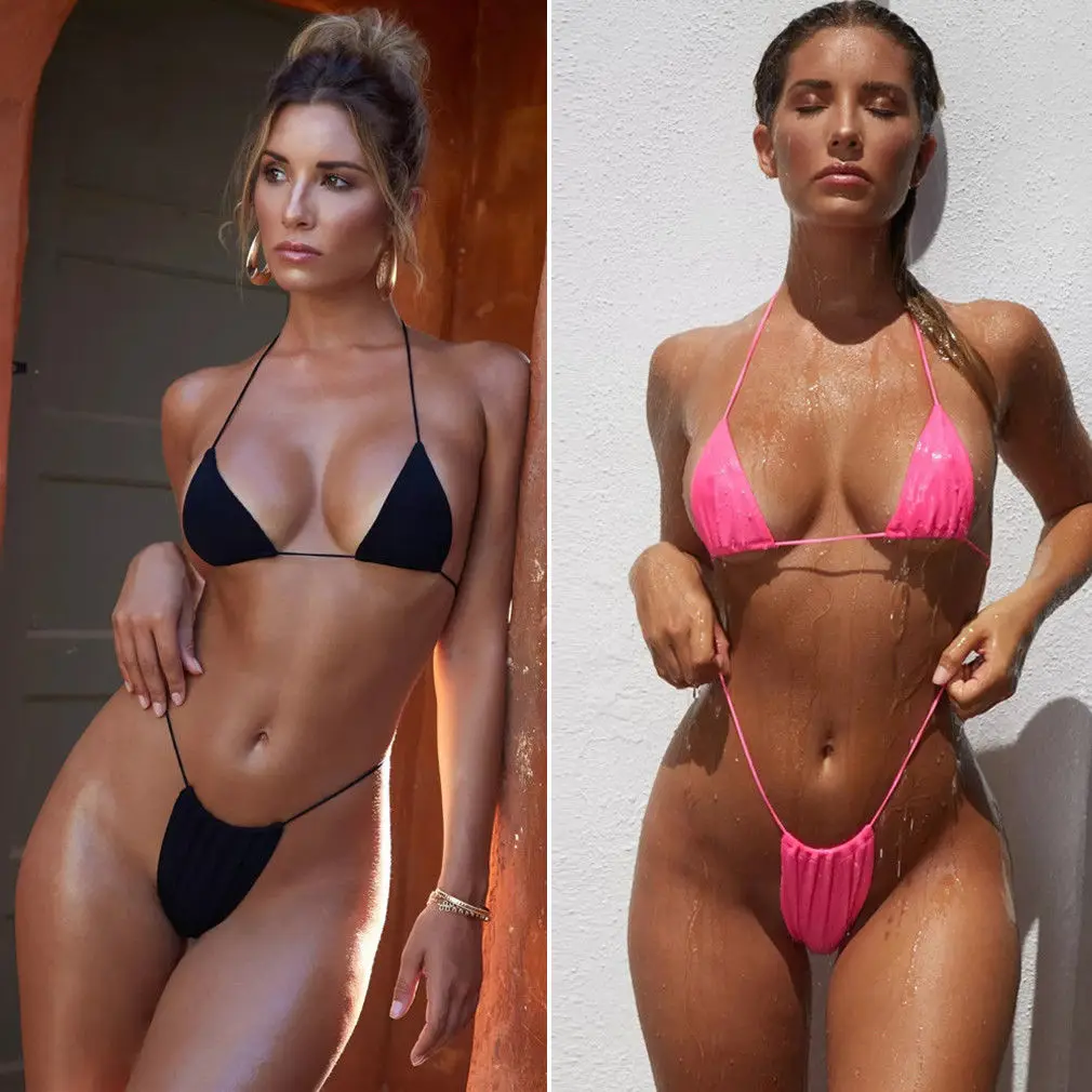 2 piezas traje de baño Sexy de verano para mujer conjunto Sujetador de Bikini triángulo traje de baño