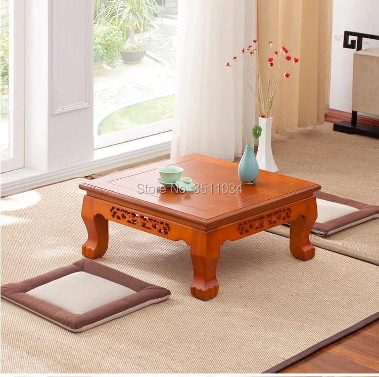 Oak color Oriental Antique Furniture Design Japanese Floor Tea Table Small Size Living Room Wooden Coffee Tatami Low Table Wood