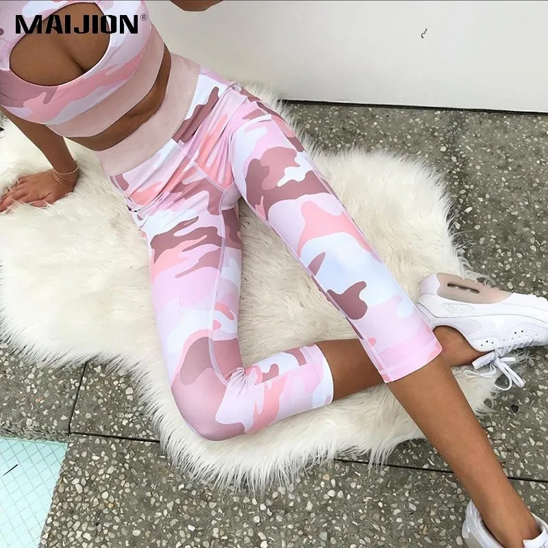 MAIJION модные тонкие комплекты для бега и йоги женские спортивные костюмы с принтом
