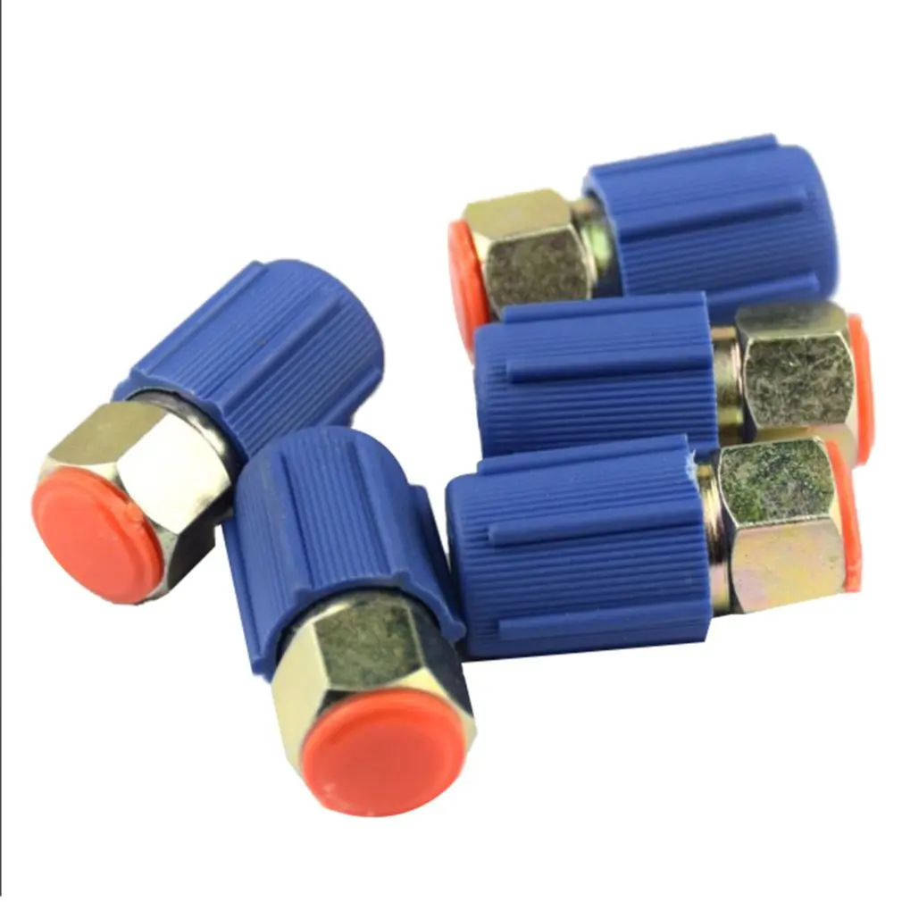

5 pcs A/C Charging Port Adapter Retrofit R12 to R134a Quick Disconnect Air Conditioning System Parts Kit with Caps Valves