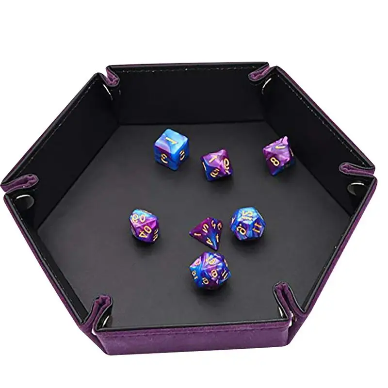 

Dice Rolling Tray Case Table Dice Game Hexagonal Leather Game Case Dice Rolling Tray Party Camping Outdoor Entertainment Tool