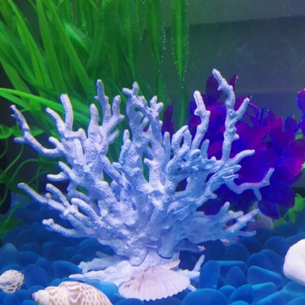 

NEW Light Blue Plastic Artificial Fake Coral Fish Tank Aquarium Plant Ornament Decoration Decor Home Room Desktop Decoraiton