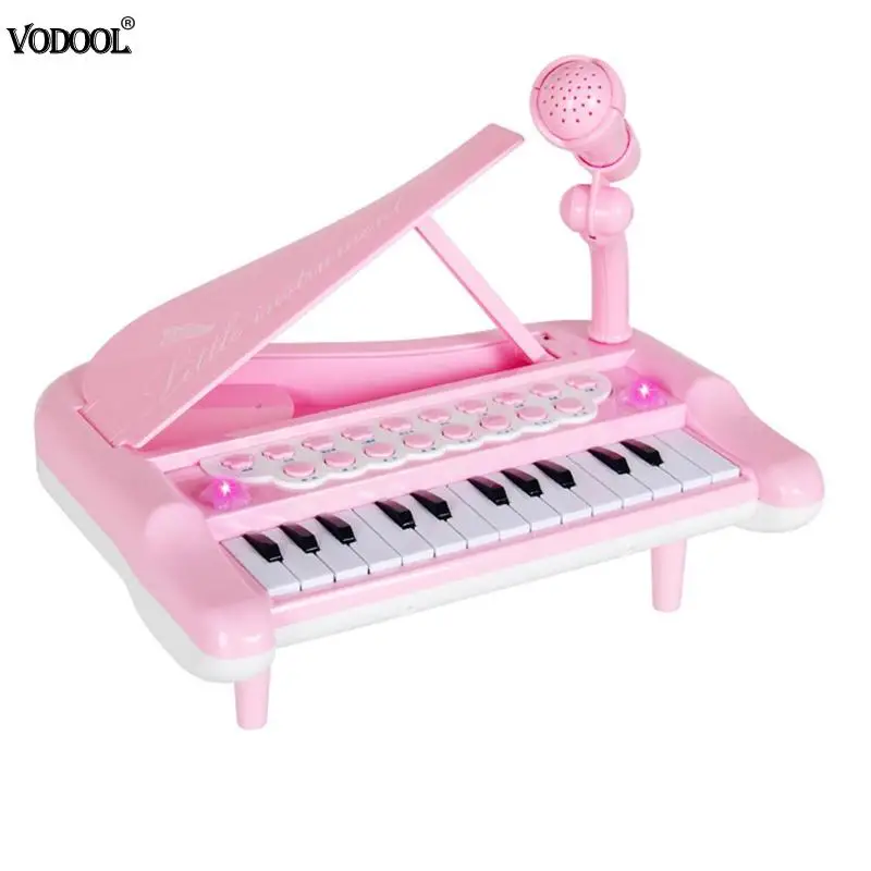 

Kids Mini Instrument Simulation Electronic Piano with Microphone Toy (Pink)