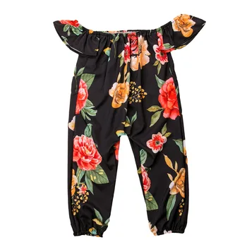 

2019 Toddler Baby Girls Romper Floral Sunsuit Summer Clothes Outfits 2-7T Conjoined Lotus Leaf Margin Big Code Clothing