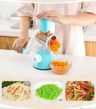 

Stainless Steel Rotary Vegetable Cheese Cutter Washable Grater Slicer Shredder Grinder Interchanging Stainless Steel Drums