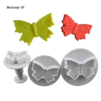 

3PCS/set Butterfly Shape Cookie Mold Cutter Plunger Fondant Plunger Embossing Tool Cake Decorating Tools Cookie Mold Cake Tools