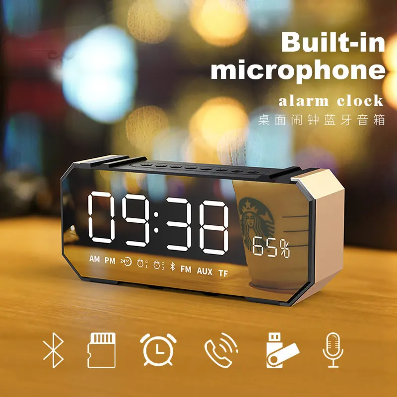 

Portable Wireless Bluetooth Speaker Column Subwoofer Stereo Bluetooth 4.2 Music Sound Box LED Time Alarm Clock for Laptop Phones
