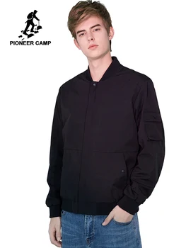 

Pioneer Camp Spring Autumn Men's Jacket Plain Black Fashion Slim Zipper Bomber Windbreaker Jackets Coat Men for Teen AJK908075