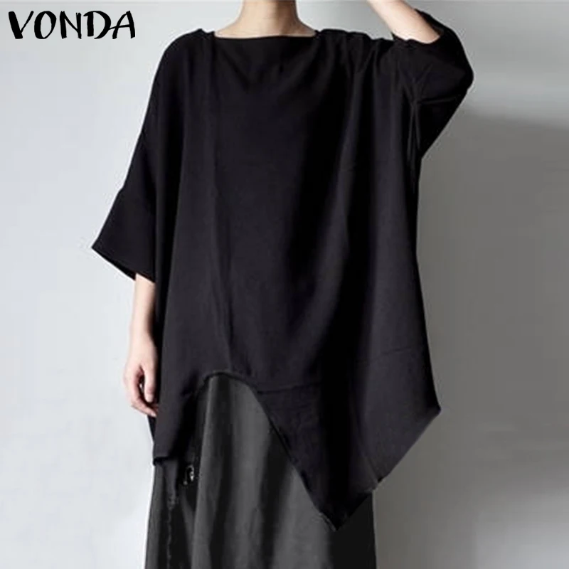 

Fashion Women Blouses VONDA Sexy O Neck Casual Loose Plus Size Long Tops Batwing Sleeve Vintage Female Shirts Blusas Femininas