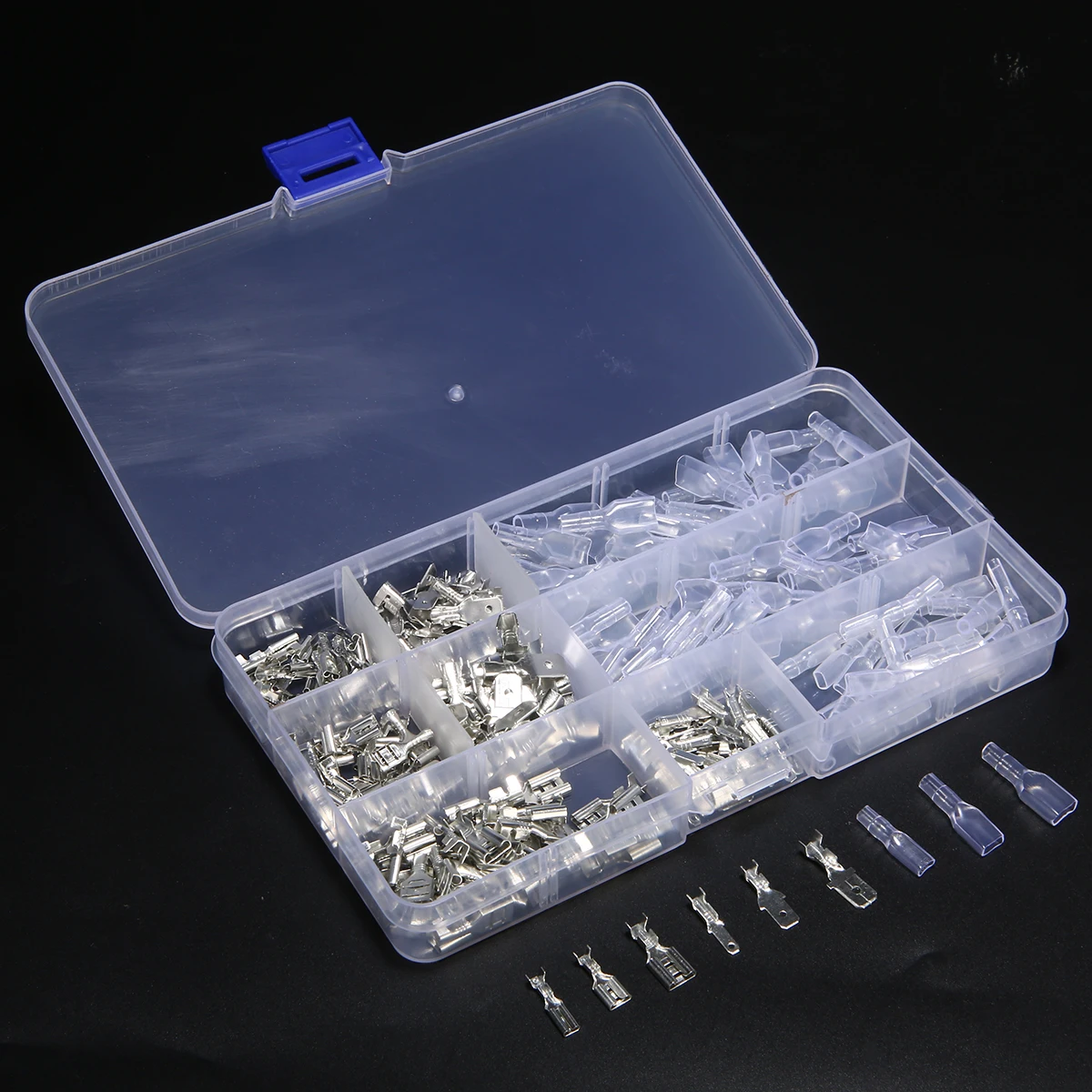 

270pcs Electrical Wire Crimp Terminal Connector Male Female Spade Assorted Kit 2.8/4.8/6.3mm Female to Male Flat Plug