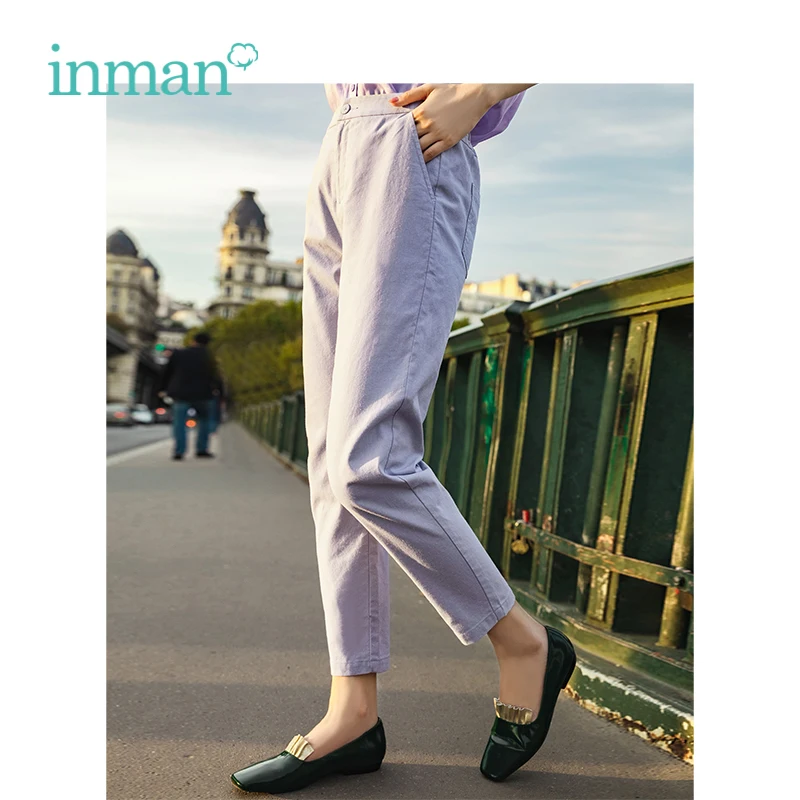 

INMAN 2019 Spring New Arrival Medium Waist Slim Literary Retro Casual All Matched Women Pencil Pants