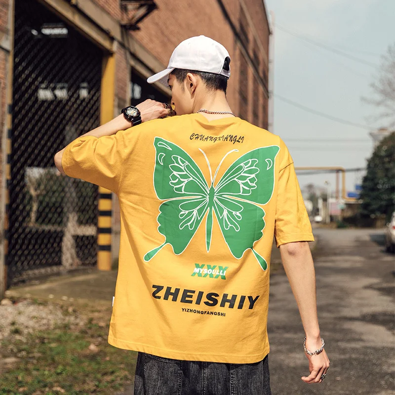 

Men's T-shirt 2019 Summer New Youth Popular Cotton Loose Round Neck Pullover Personality Handsome Youth Casual Men's Clothing