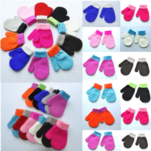 

Promotion New Winter Knitting Gloves Baby Boy Girl Soft Warm Cute Mitten Toddler Fashion Patchwork Gloves Hot 1-4Y