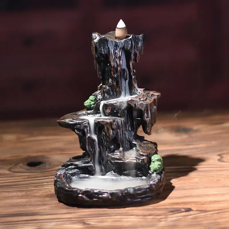 

Smoke Waterfall Backflow Incense Holder Incense Burner Holder Ceramic Aromatherapy Furnace Mountain River Handicraft Censer
