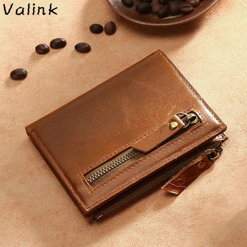 

Genuine Cowhide Leather Men Wallet Short Coin Purse Small Vintage Wallets Brand High Quality Designer Men's Wallet Carteira