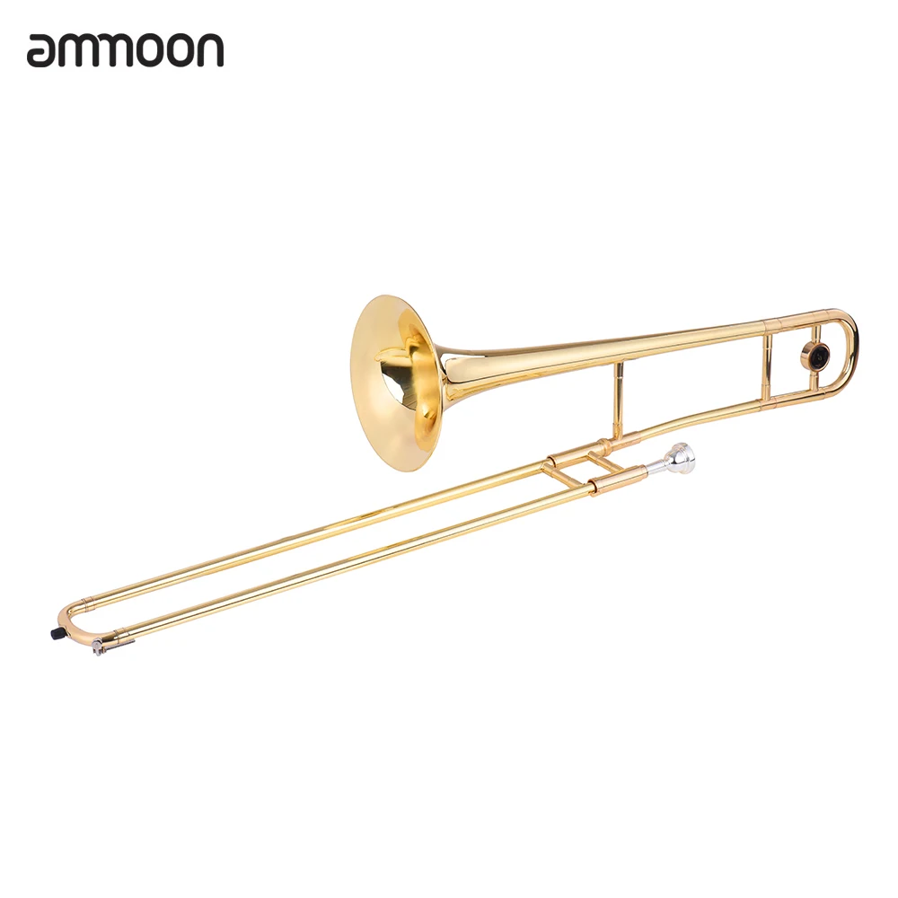 Ammoon Alto Trombone Латунь Золотой Лак Bb тон B плоский духовой инструмент с мельхиором мундштук Чистящая палка чехол